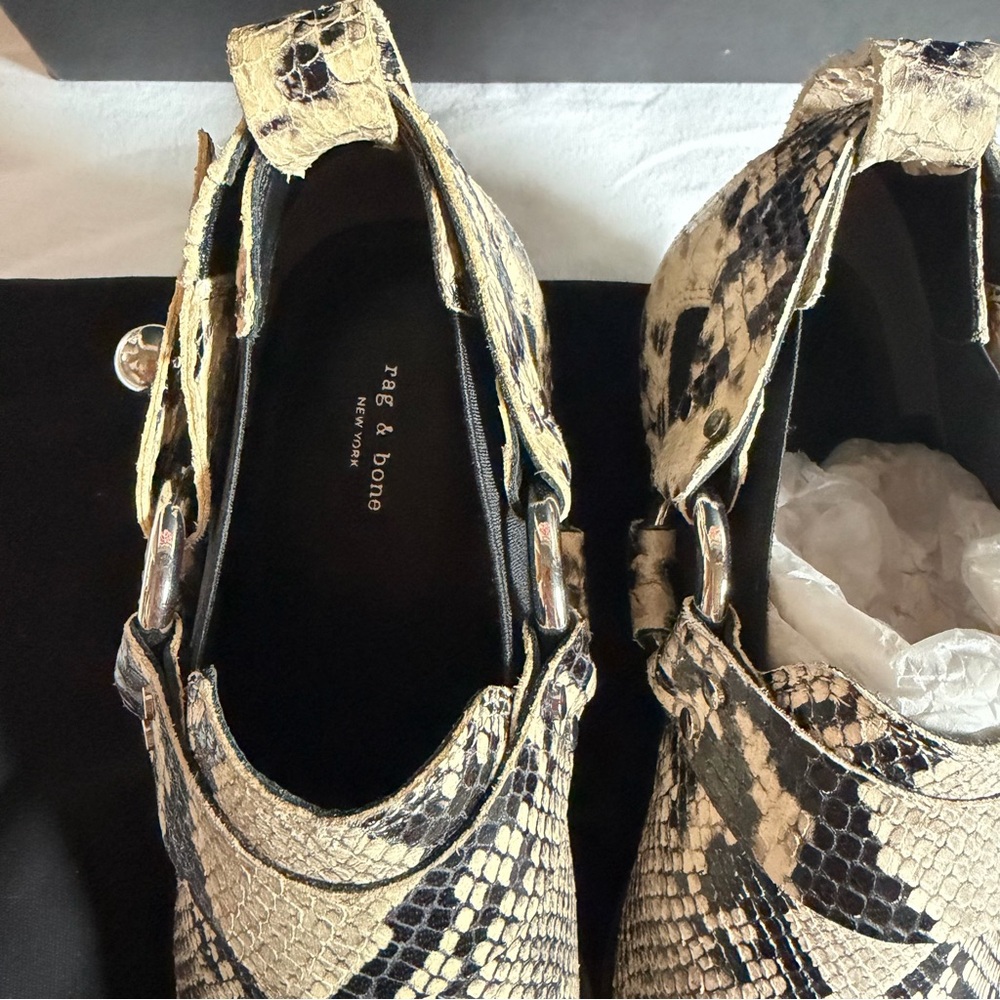 Rag & Bone Westin Harness Ankle Pointed Toe Boots Snakeskin Exotic New Box $550 - Picture 3 of 8